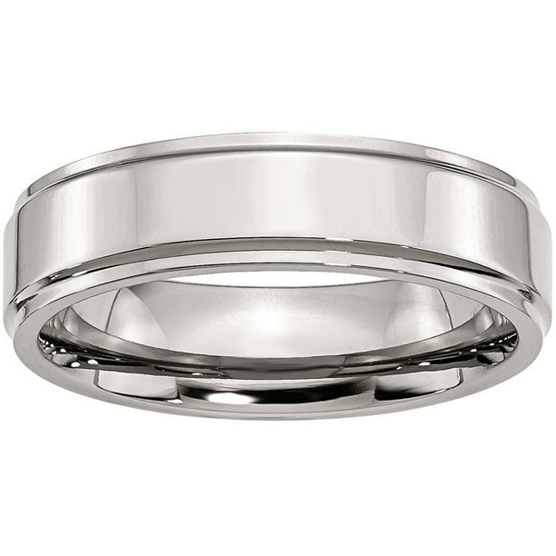 Stainless Steel Ridged Edge 6mm Polished Band 